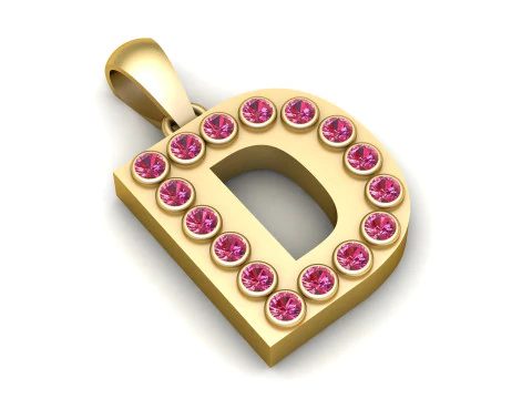 D ALPHABET GOLD PENDANT 3D PRINTABLE MODEL 3D Print Model
