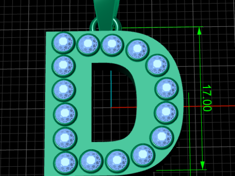 D ALPHABET GOLD PENDANT 3D PRINTABLE MODEL 3D Print Model