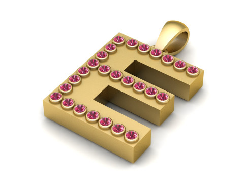 E ALPHABETS GOLD PENDANT 3D PRINTABLE MODEL Modelo de Impressão 3D