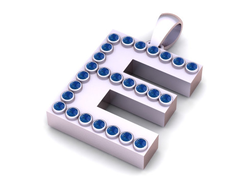 E ALPHABETS GOLD PENDANT 3D PRINTABLE MODEL 3Dプリントモデル