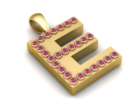 E ALPHABETS GOLD PENDANT 3D PRINTABLE MODEL 3Dプリントモデル