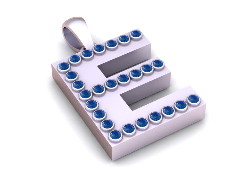 E ALPHABETS GOLD PENDANT 3D PRINTABLE MODEL 3Dプリントモデル