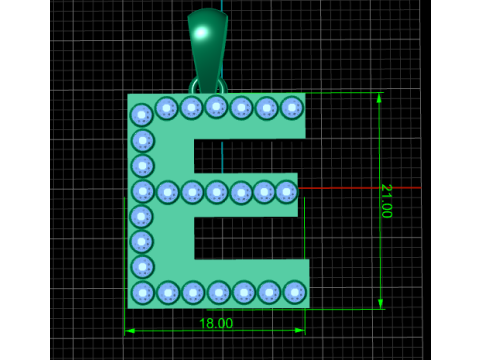 E ALPHABETS GOLD PENDANT 3D PRINTABLE MODEL 3Dプリントモデル