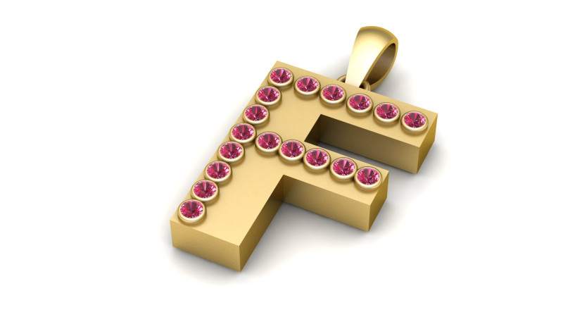 FALPHABETS GOLS PENDANT 3D PRINTABLE MODEL 3D Print Model .c4d .max .obj .3ds .fbx .stl .blend