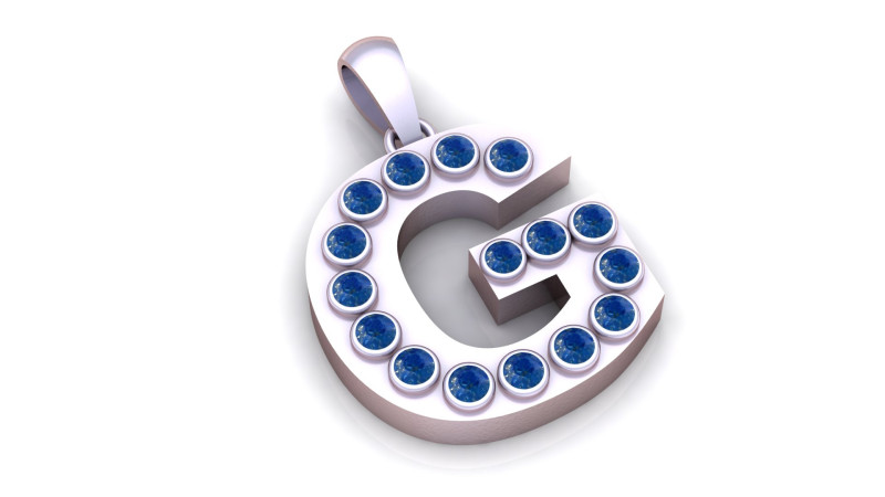 G ALPABET GOLD PENDANT 3D PRINTABLE MODEL Model Cetak 3D .c4d .max .obj .3ds .fbx .stl .blend