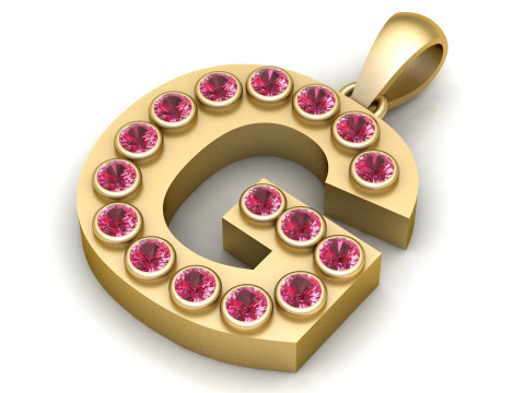 G ALPABET GOLD PENDANT 3D PRINTABLE MODEL Model Cetak 3D