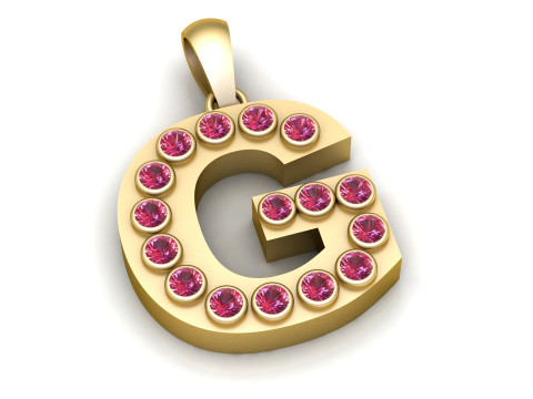 G ALPABET GOLD PENDANT 3D PRINTABLE MODEL Model Cetak 3D