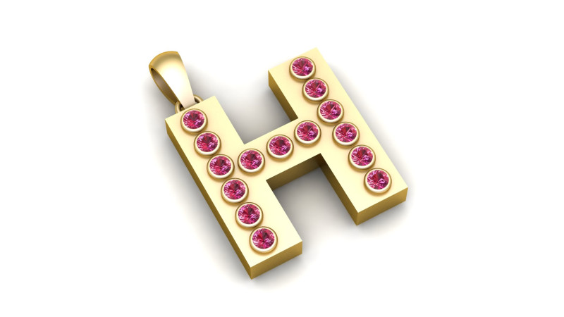 H ALPHABETS GOLD PENDANT 3D PRINTABLE MODEL 3D Принт Модель .c4d .max .obj .3ds .fbx .stl .blend 