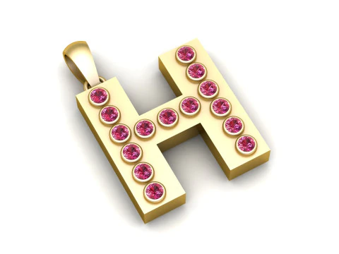 H ALPHABETS GOLD PENDANT 3D PRINTABLE MODEL 3D Print Model