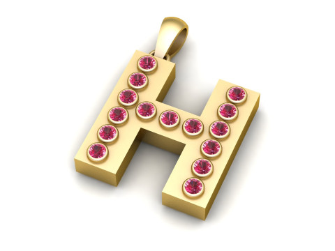 H ALPHABETS GOLD PENDANT 3D PRINTABLE MODEL 3D Принт Модель