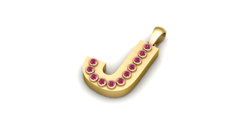 J ALPHABTES GOLD PENDANT 3D PRINTABLE MODEL 3D printmodel .c4d .max .obj .3ds .fbx .stl .blend 
