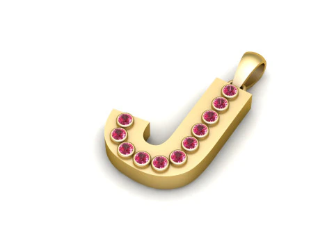 J ALFABETO PINGENTE DE OURO 3D IMPRIM&iacute;VEL MODELO Modelo de Impressão 3D