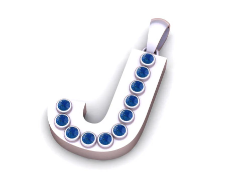 J ALFABETO PINGENTE DE OURO 3D IMPRIM&iacute;VEL MODELO Modelo de Impressão 3D