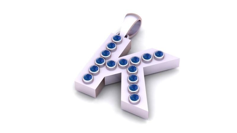 K ALPHABETS GLD PENDANT 3D PRINTABLE MODEL 3D Druckmodell .c4d .max .obj .3ds .fbx .stl .blend