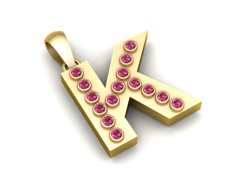 K ALPHABETS GLD PENDANT 3D PRINTABLE MODEL 3D Druckmodell