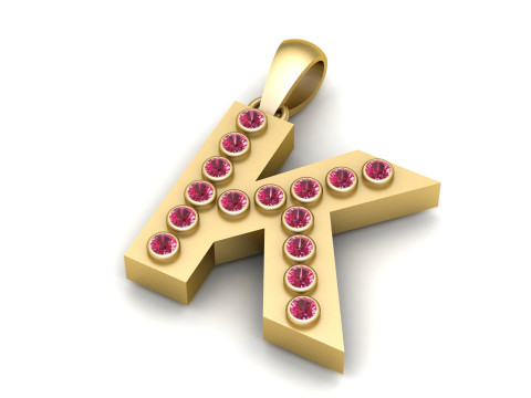 K ALPHABETS GLD PENDANT 3D PRINTABLE MODEL 3D Druckmodell
