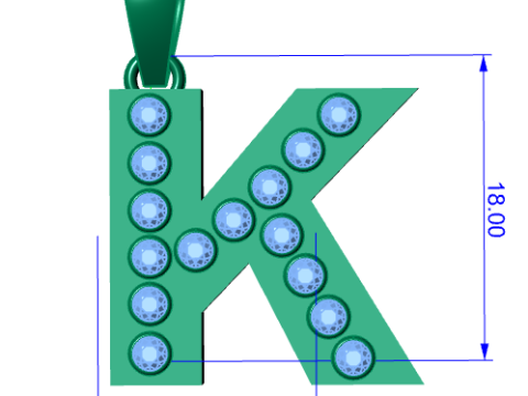 K ALPHABETS GLD PENDANT 3D PRINTABLE MODEL 3D Druckmodell