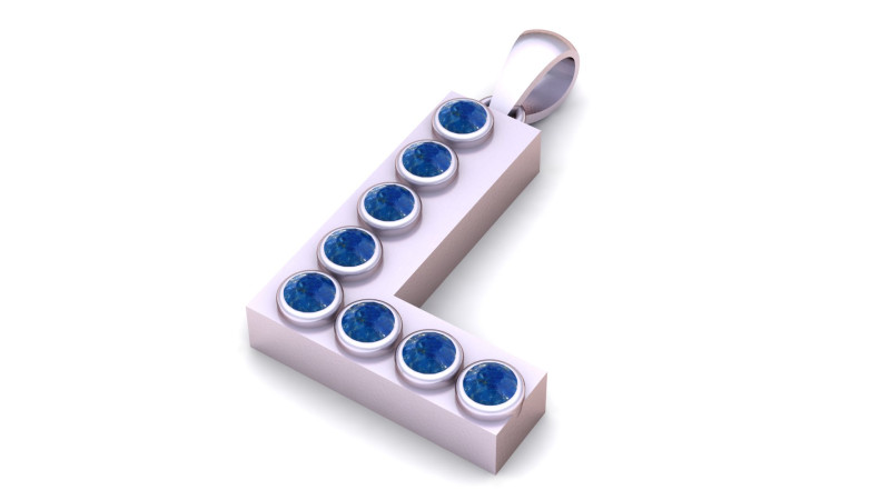 L ALPHABET GOLD PEDANT 3D PRINTABLE MODEL Modello di stampa 3D .c4d .max .obj .3ds .fbx .stl .blend 