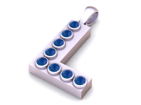 L 字母金色吊坠 3D 打印模型 3D 打印模型