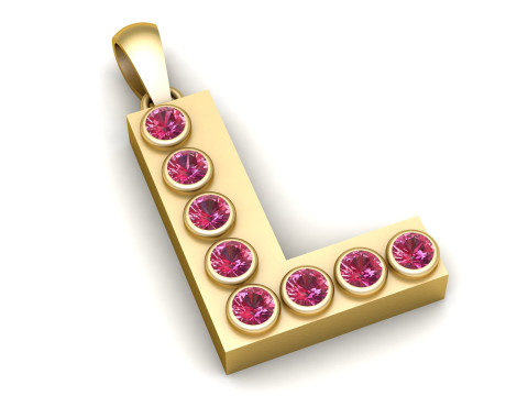 L ALPHABET GOLD PEDANT 3D PRINTABLE MODEL Modello di stampa 3D