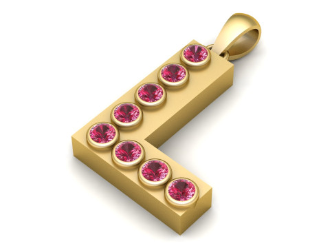 L ALPHABET GOLD PEDANT 3D PRINTABLE MODEL Modello di stampa 3D