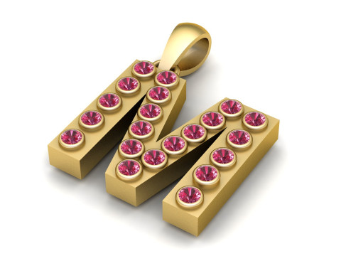 L ALPHABETS GOLD PENDANT 3D PRINTABLE M OLDE 3D 打印模型