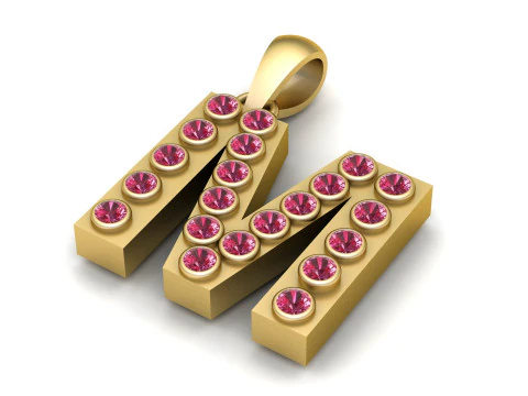 L ALFABETOS PINGENTE DE OURO 3D IMPRIM&iacute;VEL MOLDE Modelo de Impressão 3D