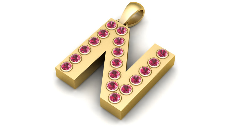 N ALPHABETS GOLD PENDANT 3 D PRINTABLE MODEL Modello di stampa 3D .c4d .max .obj .3ds .fbx .stl .blend 