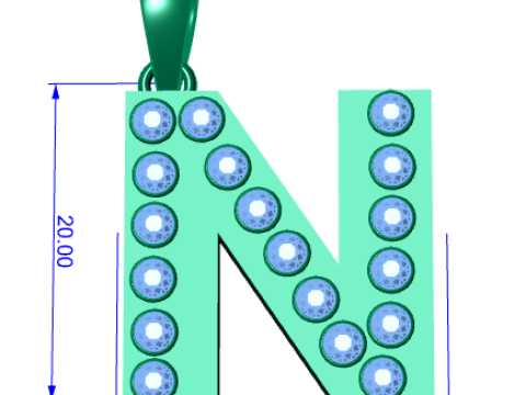 N ALPHABETS GOLD PENDANT 3 D PRINTABLE MODEL Modello di stampa 3D