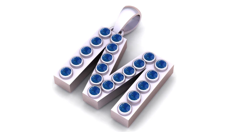 M ALFABETO PINGENTE DE OURO 3D IMPRIM&iacute;VEL MODELO Modelo de Impressão 3D .c4d .max .obj .3ds .fbx .stl .blend 