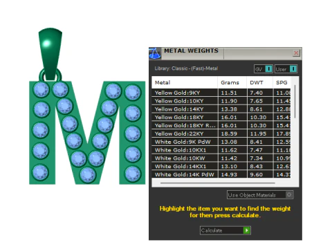 M ALFABETO PINGENTE DE OURO 3D IMPRIM&iacute;VEL MODELO Modelo de Impressão 3D