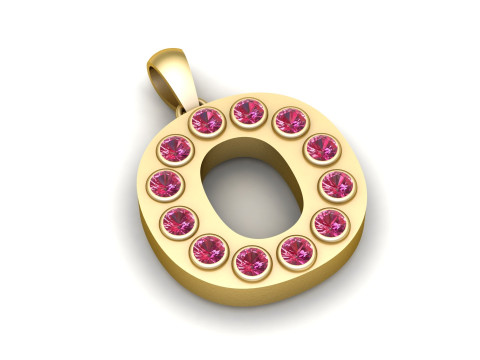 O alphabets gold pendant 3d printable model 3D 打印模型