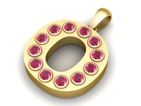 O alphabets gold pendant 3d printable model 3D 打印模型