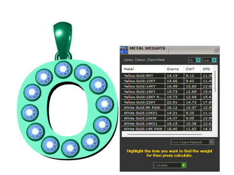 O alphabets gold pendant 3d printable model 3D 打印模型