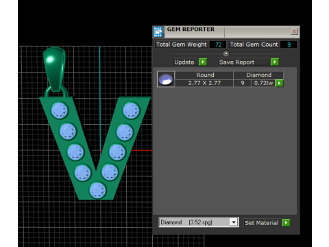 V ALPHABTES GOLD PENDANT 3D PRINTABLE MDOEL 3D Print Model
