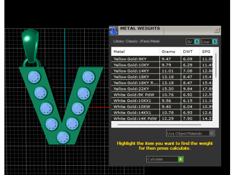V ALPHABTES GOLD PENDANT 3D PRINTABLE MDOEL 3D Print Model