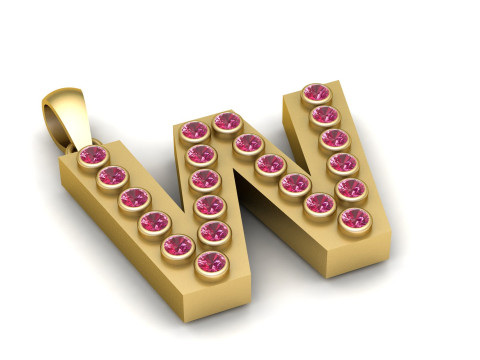 W ALPHABETS GOLD PENDANT 3D PRINTABLE MODLE 3D Druckmodell