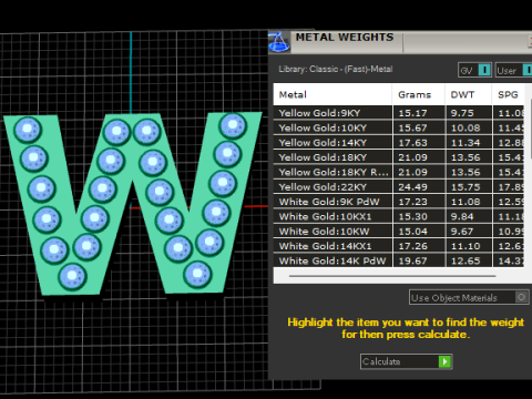 W ALPHABETS GOLD PENDANT 3D PRINTABLE MODLE 3Dプリントモデル