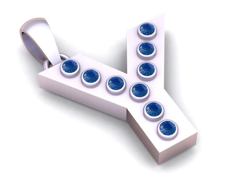 Y ALFABETOS PINGENTE DE OURO 3D IMPRIM&iacute;VEL MODELO Modelo de Impressão 3D