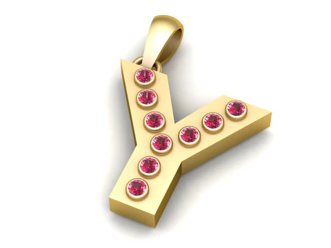 Y ALFABETOS PINGENTE DE OURO 3D IMPRIM&iacute;VEL MODELO Modelo de Impressão 3D