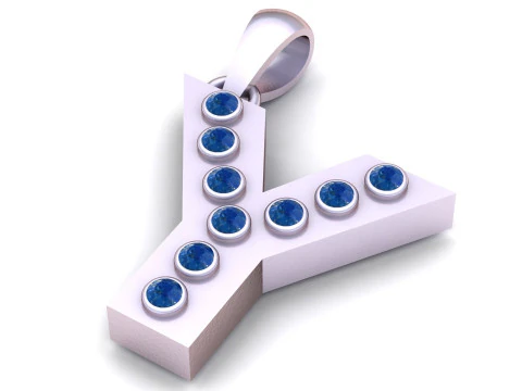 Y ALFABETOS PINGENTE DE OURO 3D IMPRIM&iacute;VEL MODELO Modelo de Impressão 3D