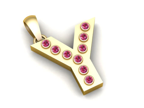 Y ALFABETOS PINGENTE DE OURO 3D IMPRIM&iacute;VEL MODELO Modelo de Impressão 3D