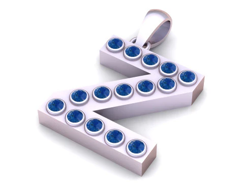 Z ALFABETOS PINGENTE DE OURO 3D IMPRIM&iacute;VEL MODELO Modelo de Impressão 3D