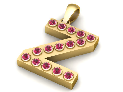 Z ALPHBETS GOLD PENDANT 3D PRINTABLE MODEL 3Dプリントモデル