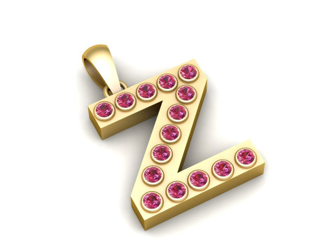 Z ALPHBETS GOLD PENDANT 3D PRINTABLE MODEL 3Dプリントモデル