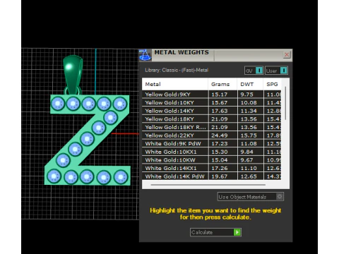 Z ALFABETOS PINGENTE DE OURO 3D IMPRIM&iacute;VEL MODELO Modelo de Impressão 3D