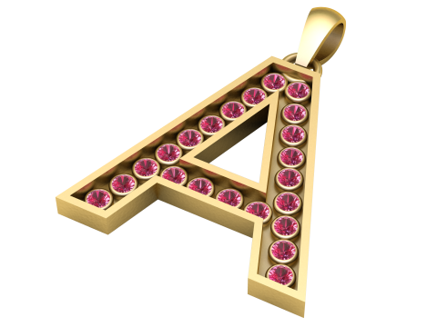 A ALPHABETS GOLD PENDANT 3D PRINTABLE MODEL 3D Принт Модель