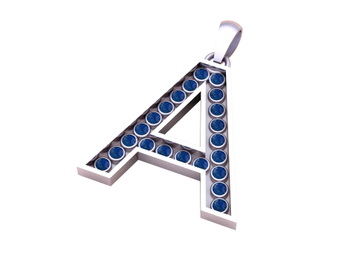 A ALPHABETS GOLD PENDANT 3D PRINTABLE MODEL Model Cetak 3D