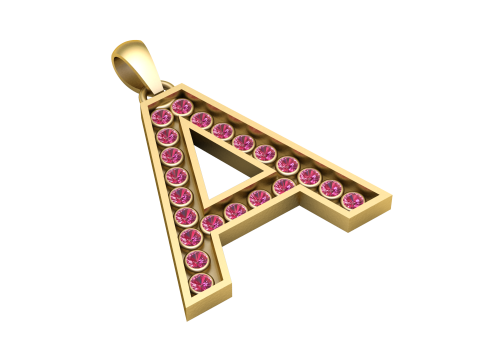 A ALPHABETS GOLD PENDANT 3D PRINTABLE MODEL Model Cetak 3D