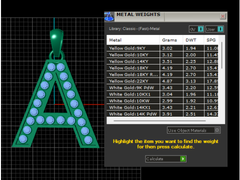 A ALPHABETS GOLD PENDANT 3D PRINTABLE MODEL Model Cetak 3D